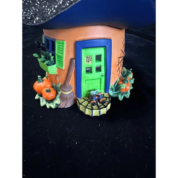 PartyLite Pumpkin Witch House Tealight Holder Halloween Decor Votive Glitter - Picture 3 of 10